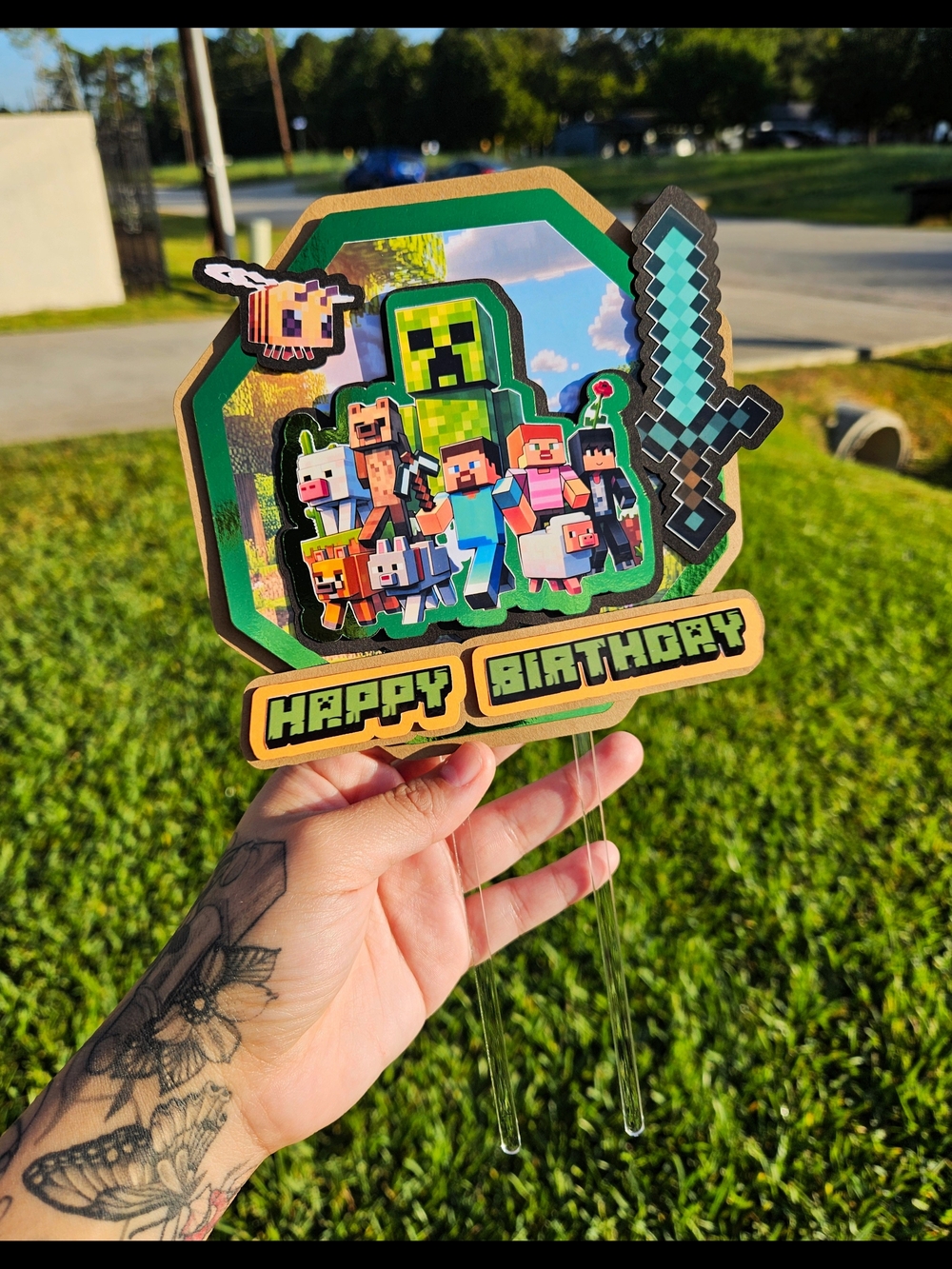 Minecraft Happy Birthday Cake Topper